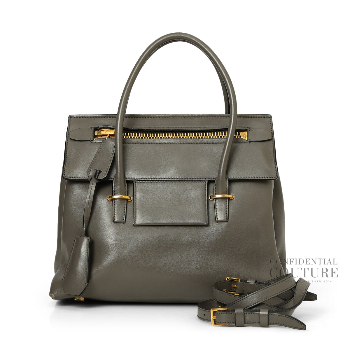 Grey Small Icon Leather Tote