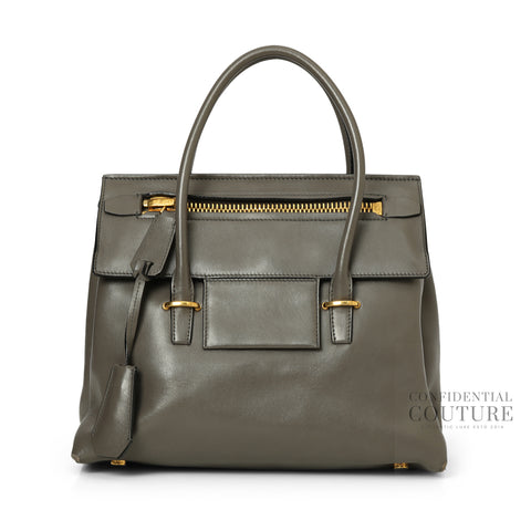 Grey Small Icon Leather Tote