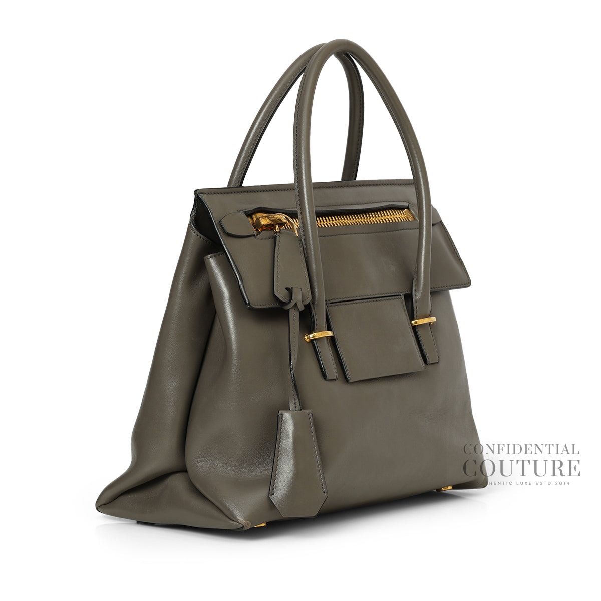 Grey Small Icon Leather Tote