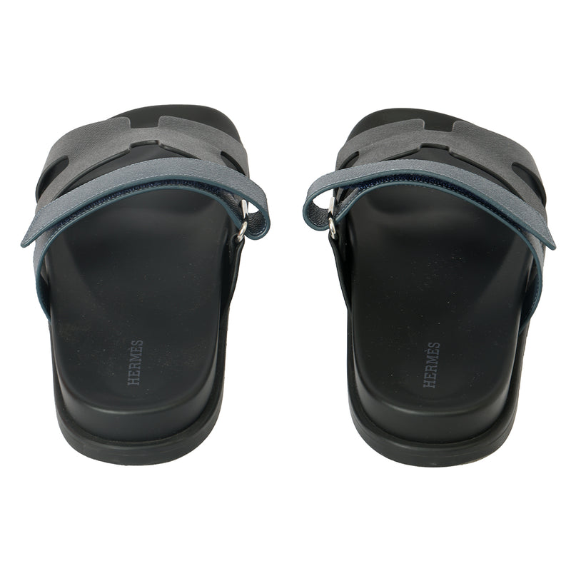 Pre-loved Hermes Epsom Men Chypre Sandal Black Bleu Celeste EU 41 | US 8 | UK 7.4