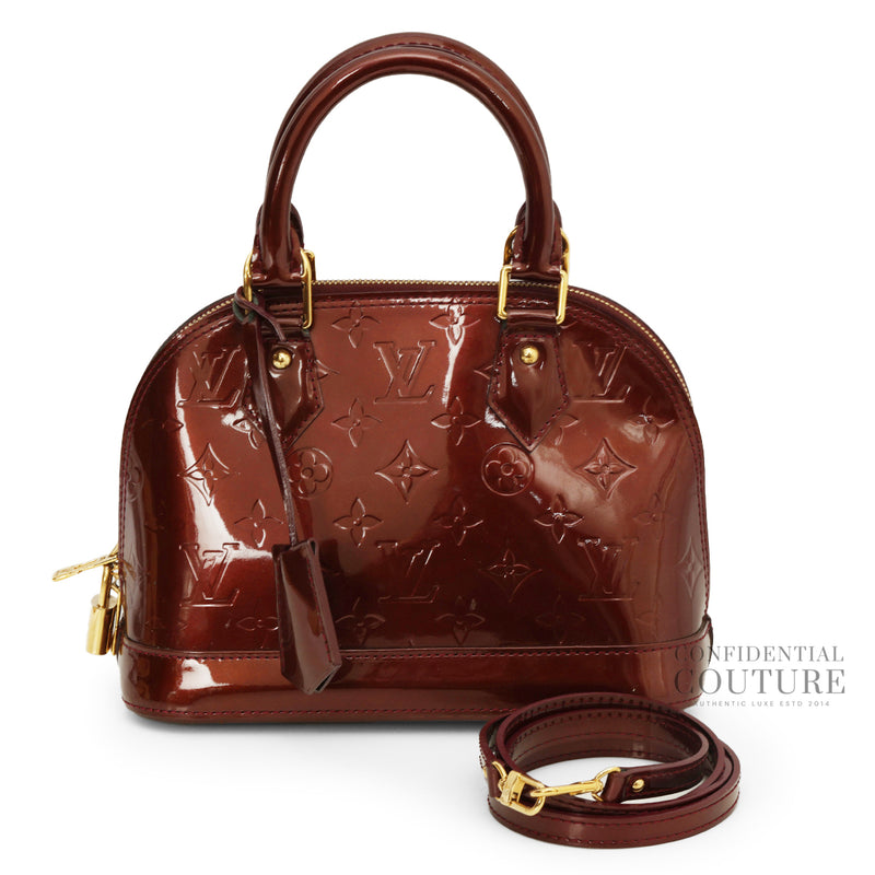 Rouge Fauviste Monogram Vernis Alma BB Bag