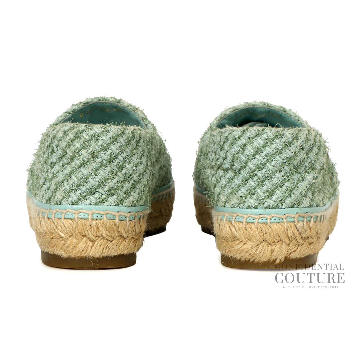 Blue/Beige Tweed and Fabric CC Espadrille Flats | 38C