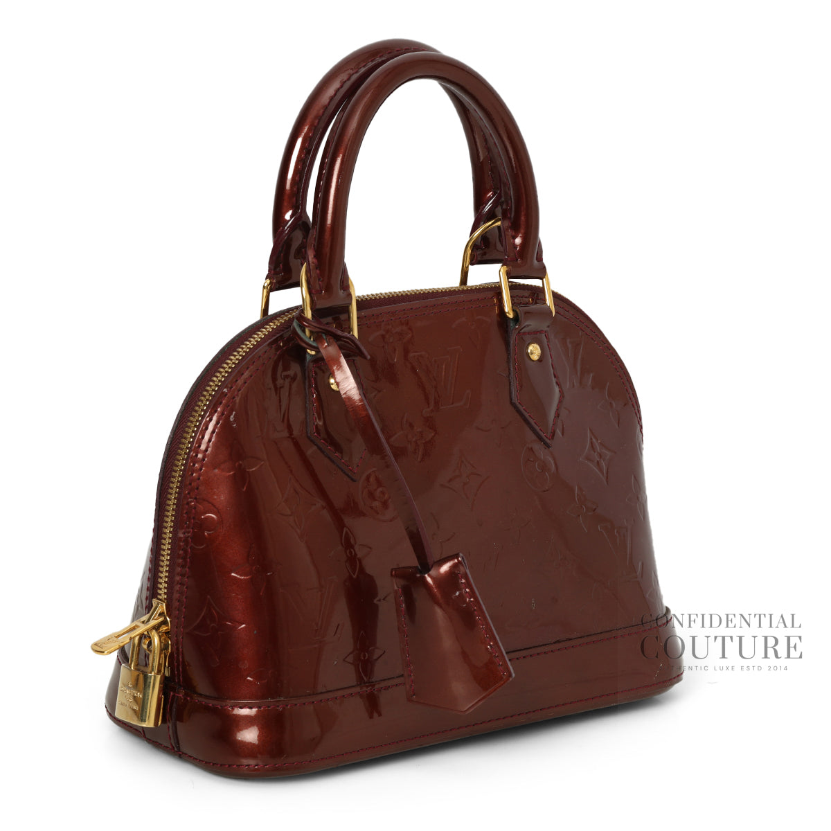 Rouge Fauviste Monogram Vernis Alma BB Bag