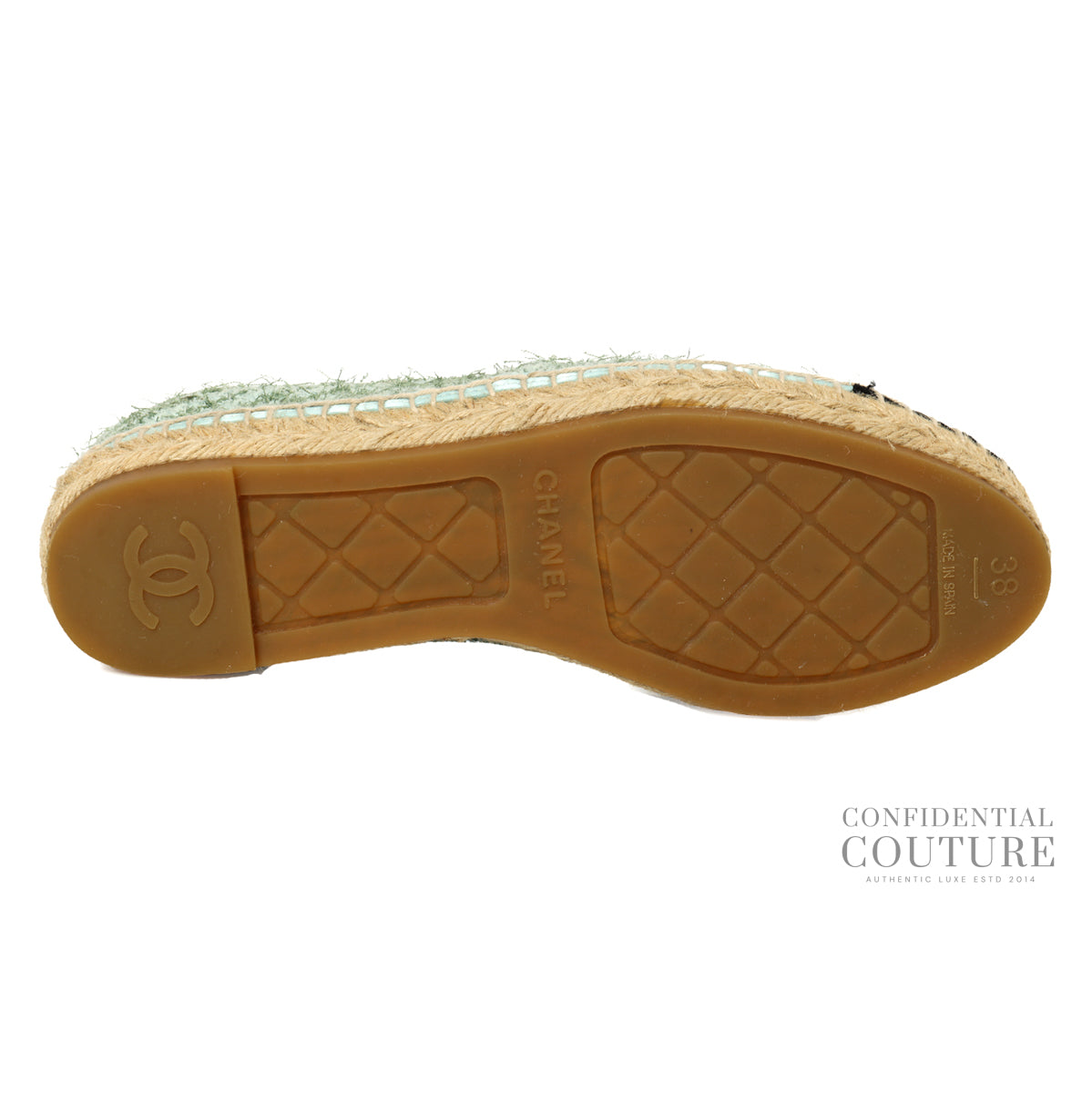 Blue/Beige Tweed and Fabric CC Espadrille Flats | 38C
