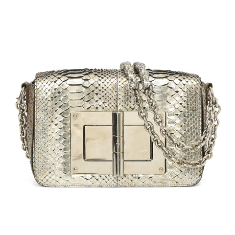 Medium Python Skin Natalia Shoulder Bag