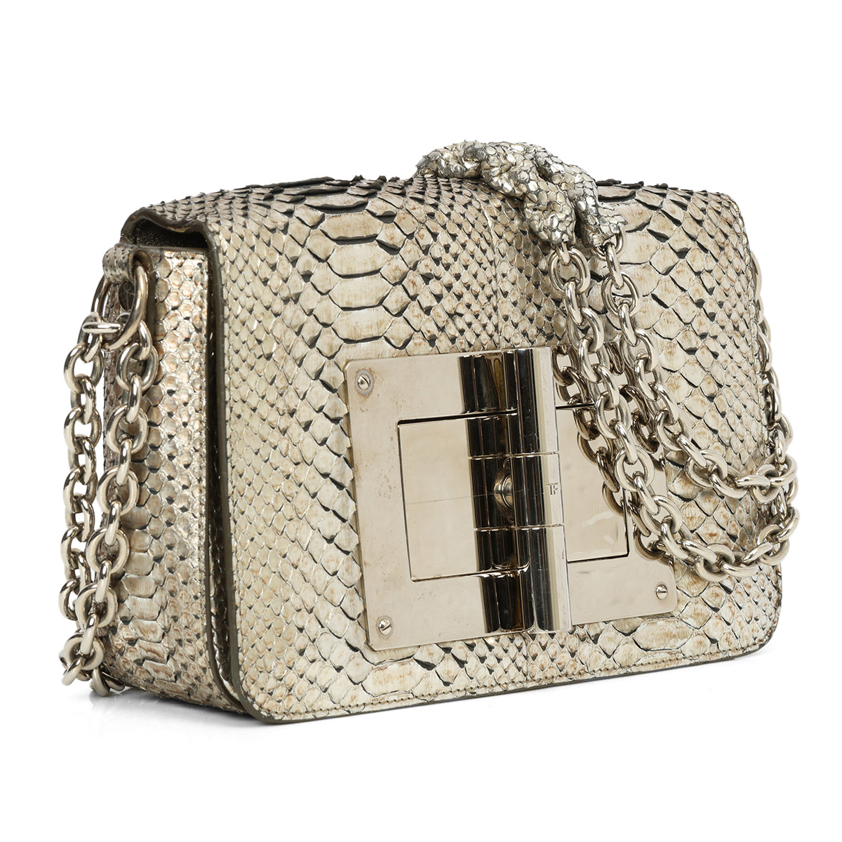 Medium Python Skin Natalia Shoulder Bag