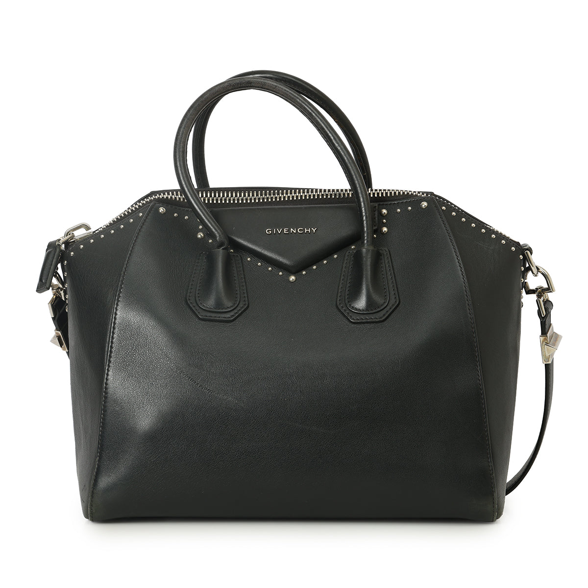 Black Medium Studded Antigona Bag