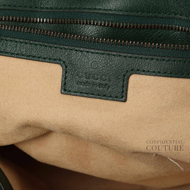 Green Leather Double G Diana Medium Double Handle Tote Bag