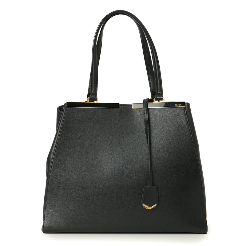 Fendi 2 Jours Black Leather Tote Bag
