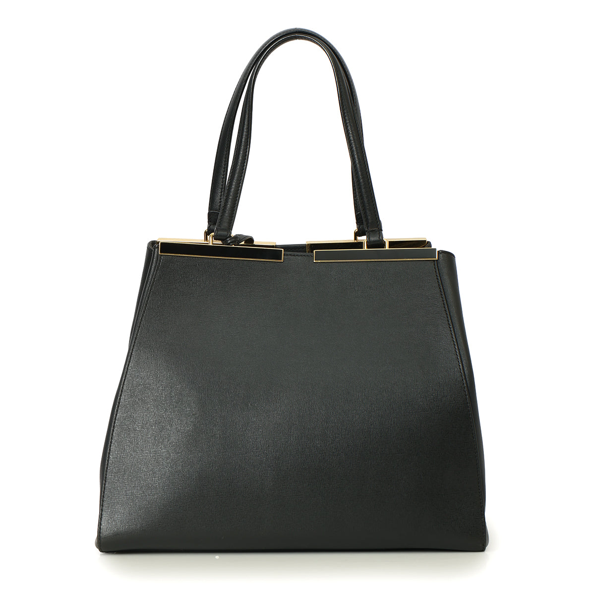 2 Jours Black Leather Tote Bag