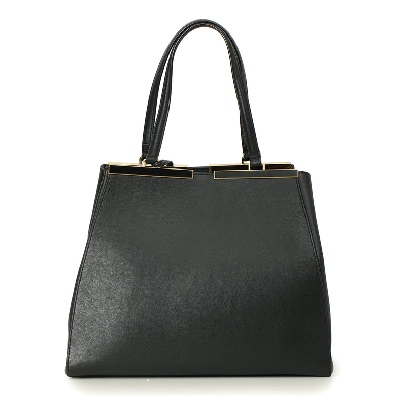 Women fendi 2 jours black leather tote bag sale