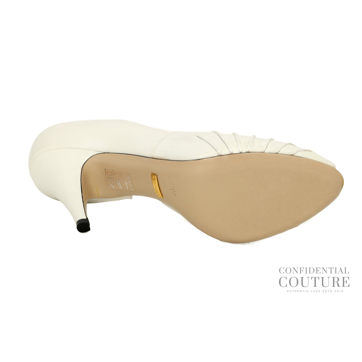 Interlocking G White Leather Peep-Toe Pumps | EU 38.5