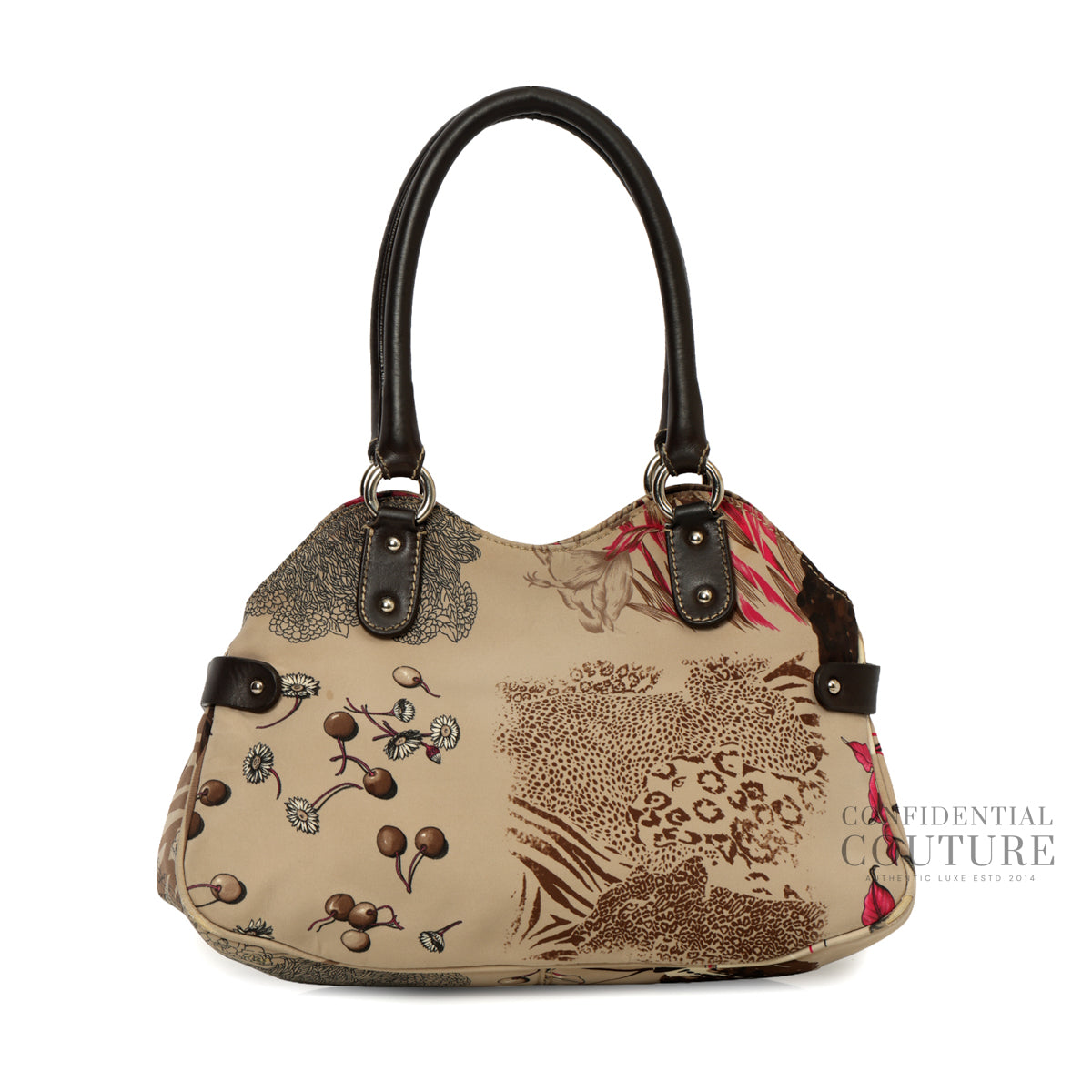 Brown/Grey Tiger Print Nylon Small Tote Bag