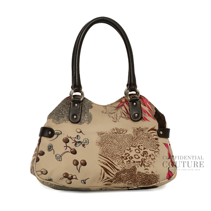 Pre-loved Salvatore Ferragamo Brown/Grey Tiger Print Nylon Small Tote Bag