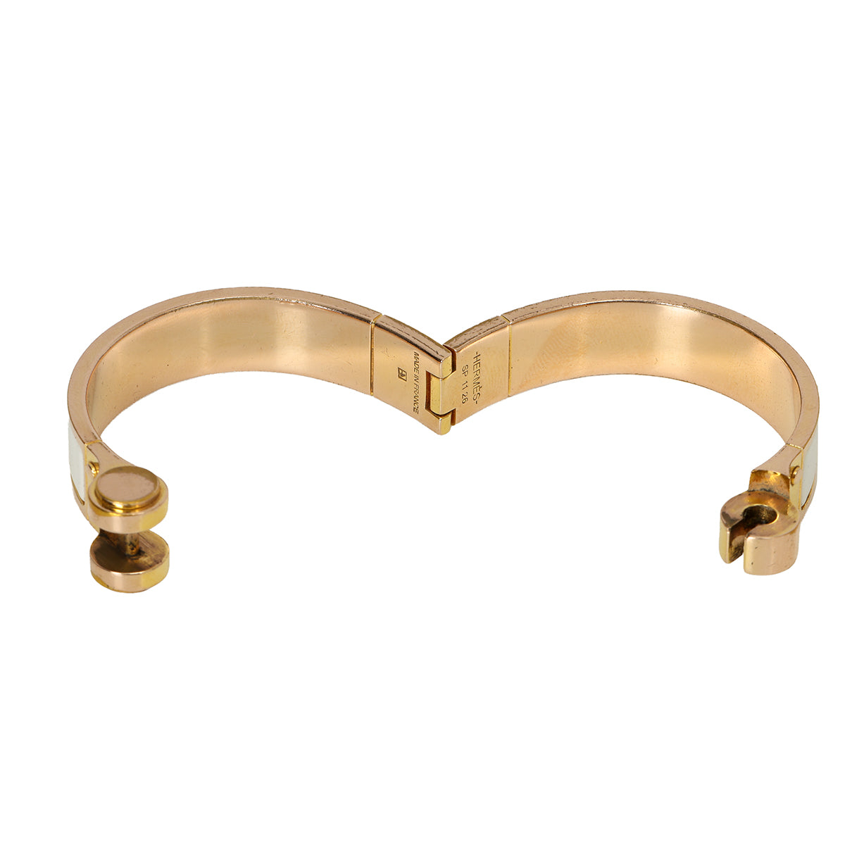 Narrow Hinged Blanc Enamel Bracelet S 16 cms