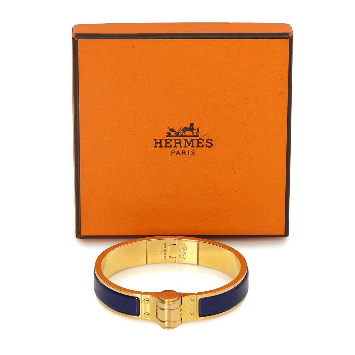 Narrow Hinged Ultramarine Enamel Bracelet 16 cms