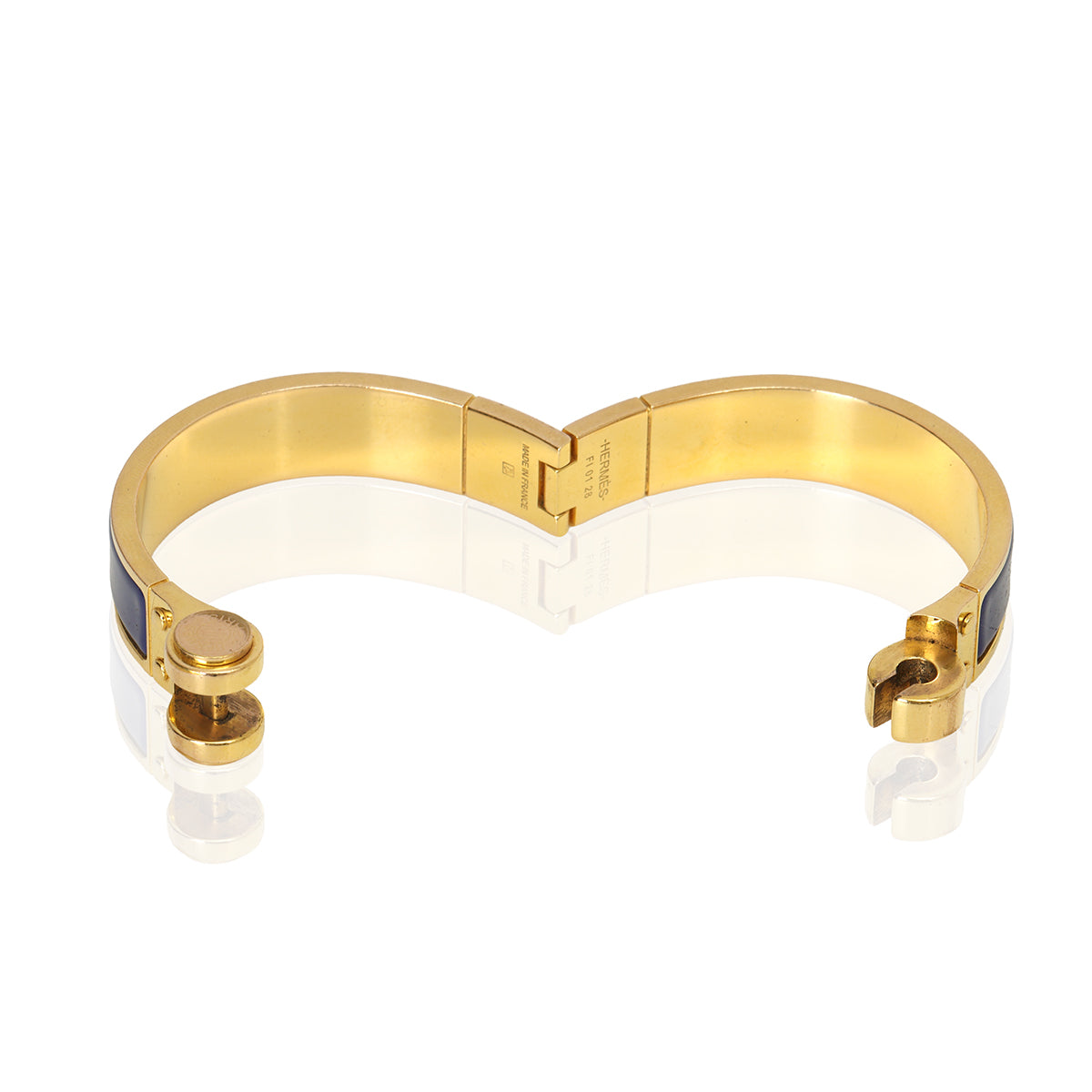 Narrow Hinged Ultramarine Enamel Bracelet 16 cms