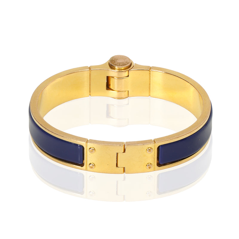 Pre-loved Hermes Narrow Hinged Ultramarine Enamel Bracelet 16 cms