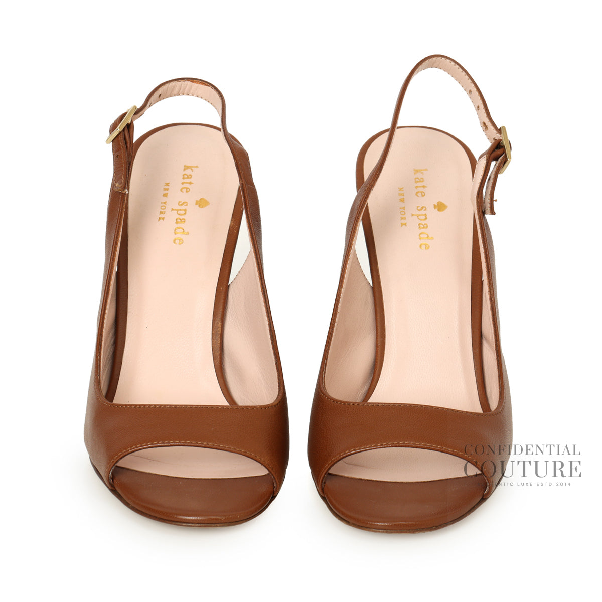 New York slingback brown wedge Heels | 6.5