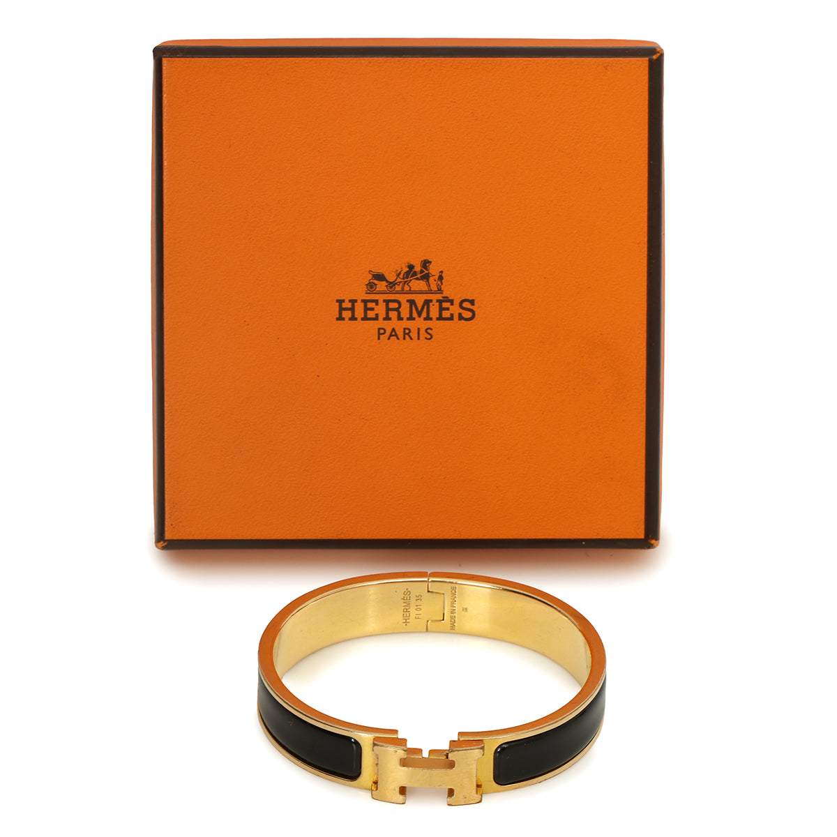 Noir Enamel Clic H Bracelet 15.5 cms