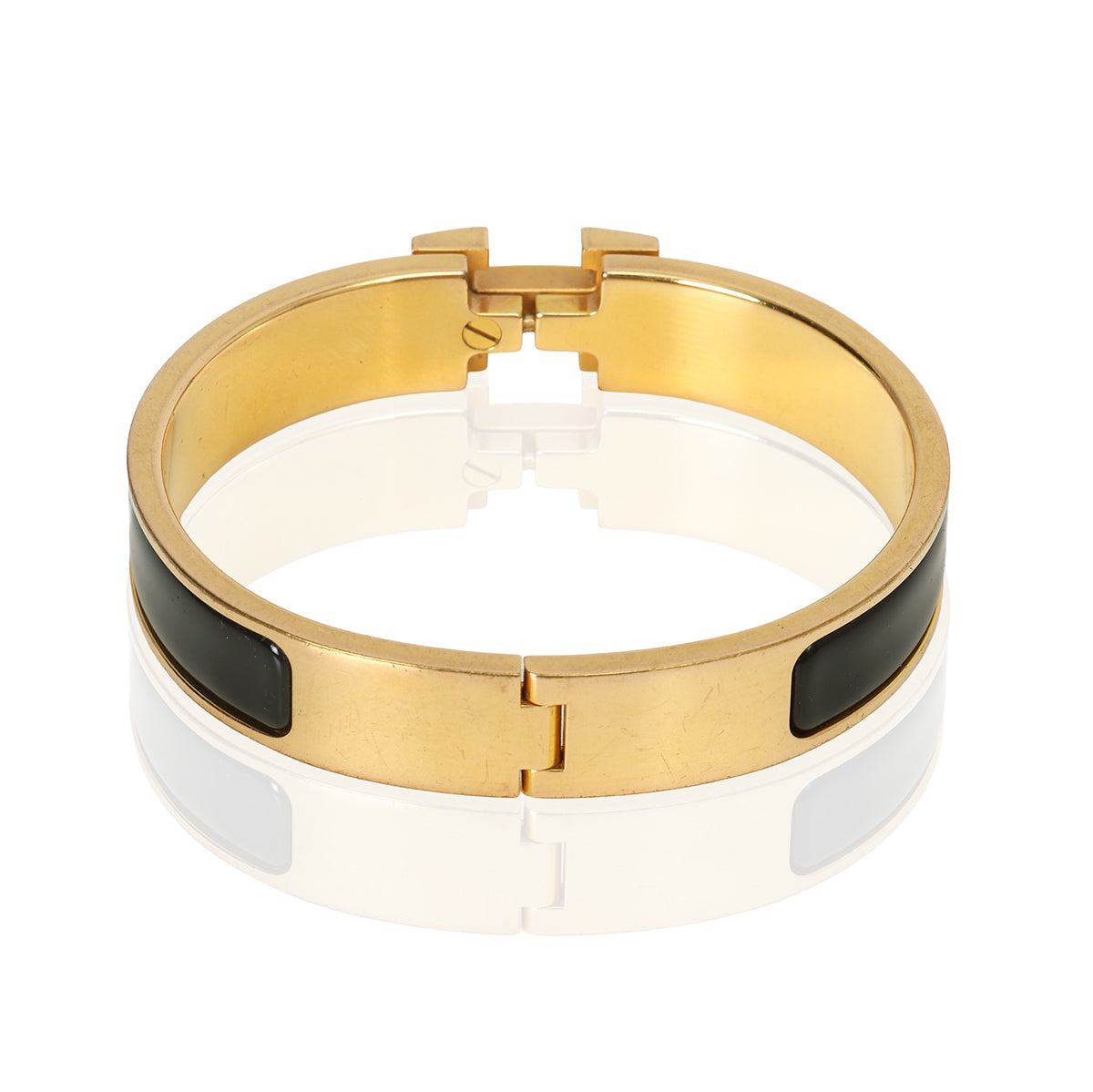 Noir Enamel Clic H Bracelet 15.5 cms