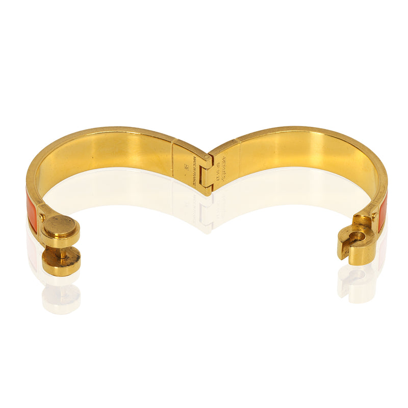 Women pre loved Hermes Narrow Hinged Orange Fruité Enamel Bracelet 15 cms