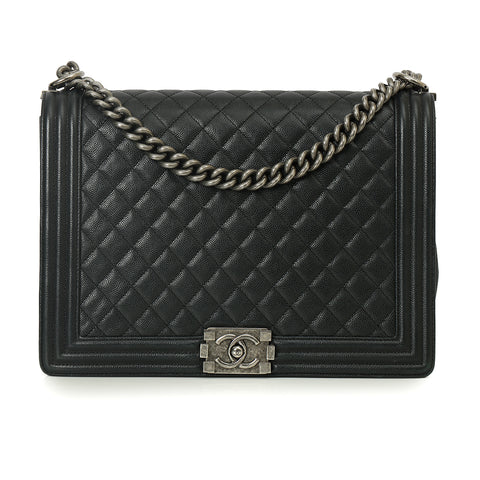 Boy Large Black Caviar Leather Shoulder Bag