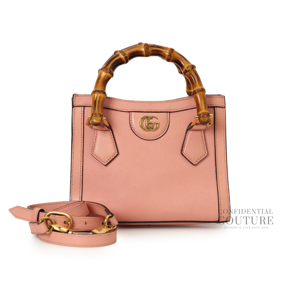Diana Tote Light Pink Leather Top Handle Bag