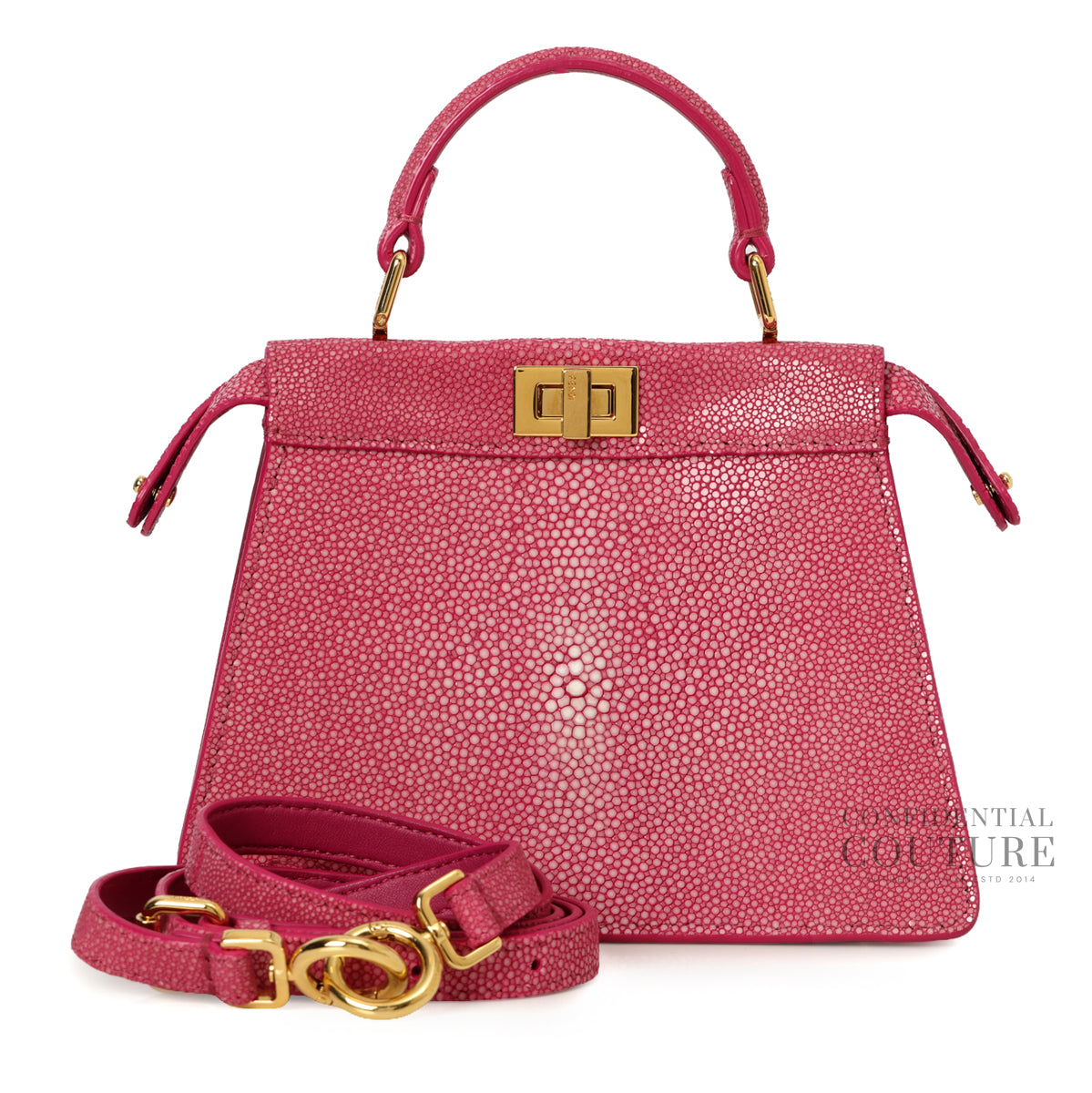 Peekaboo ISeeU Petite Light Burgundy Stingray Leather Top Handle Bag