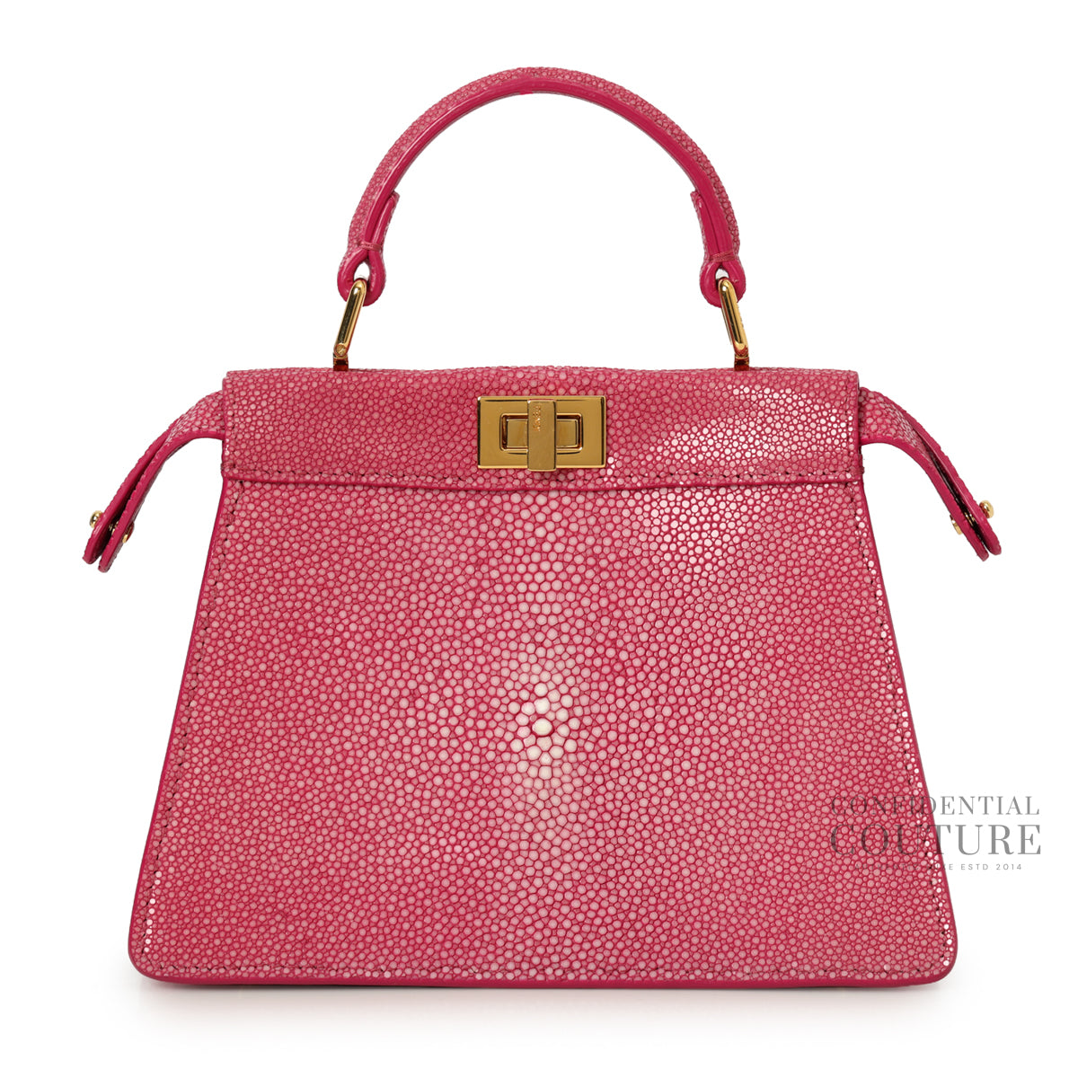 Peekaboo ISeeU Petite Light Burgundy Stingray Leather Top Handle Bag