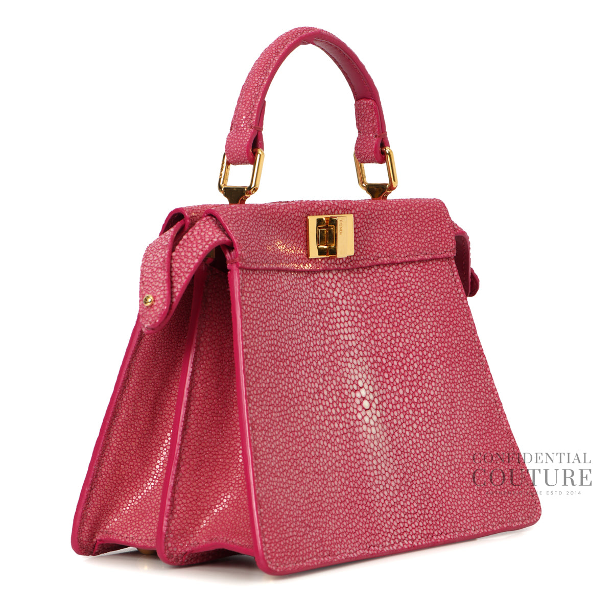 Peekaboo ISeeU Petite Light Burgundy Stingray Leather Top Handle Bag