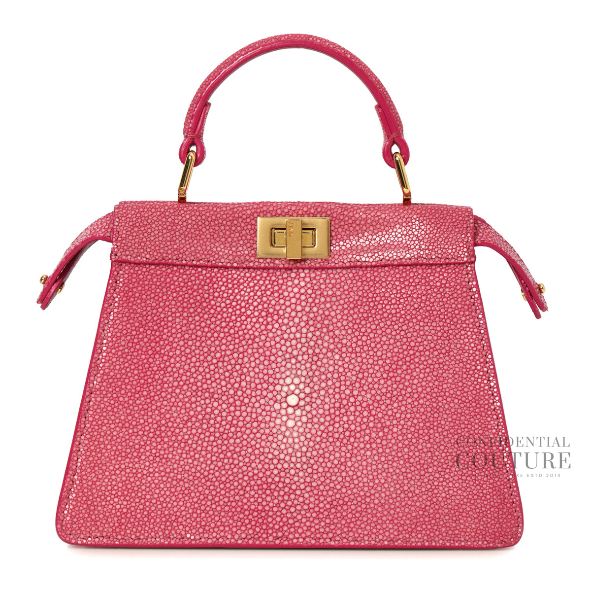 Peekaboo ISeeU Petite Light Burgundy Stingray Leather Top Handle Bag