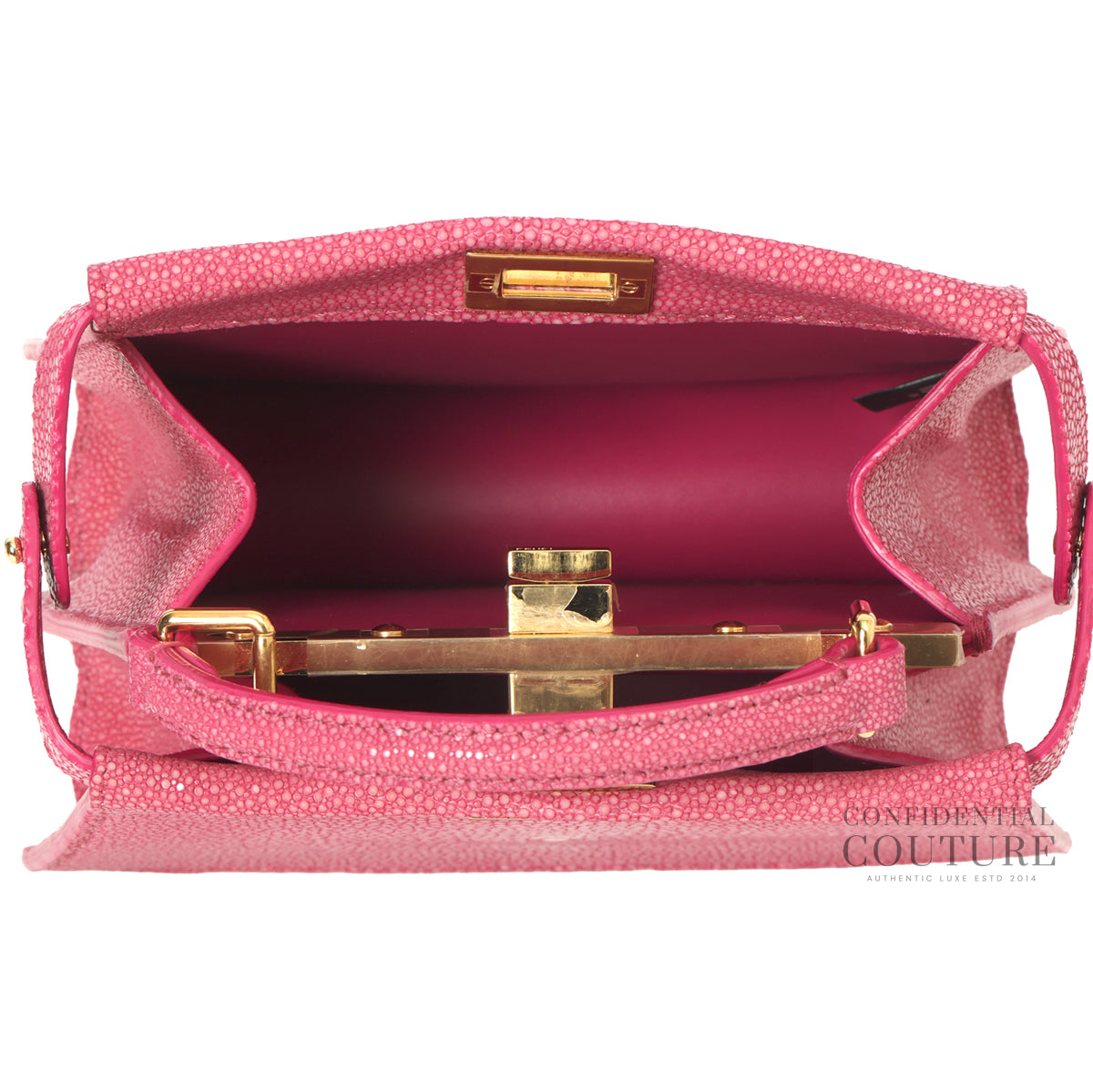 Peekaboo ISeeU Petite Light Burgundy Stingray Leather Top Handle Bag