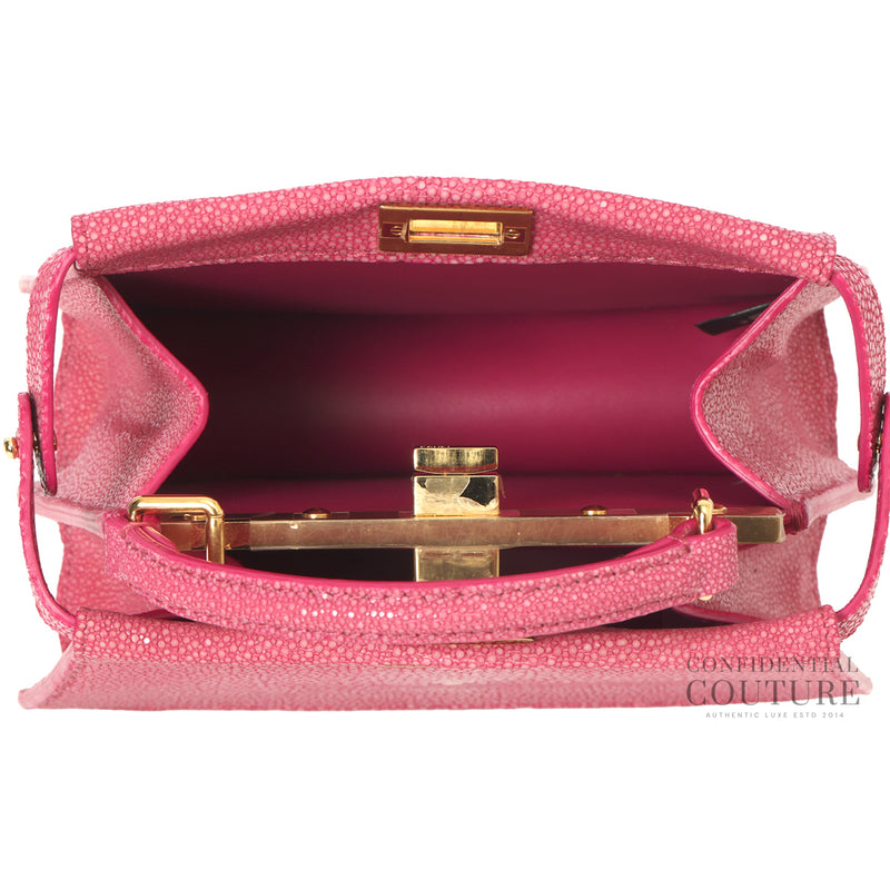 Women Fendi Peekaboo ISeeU Petite Light Burgundy Stingray Leather Top Handle Bag