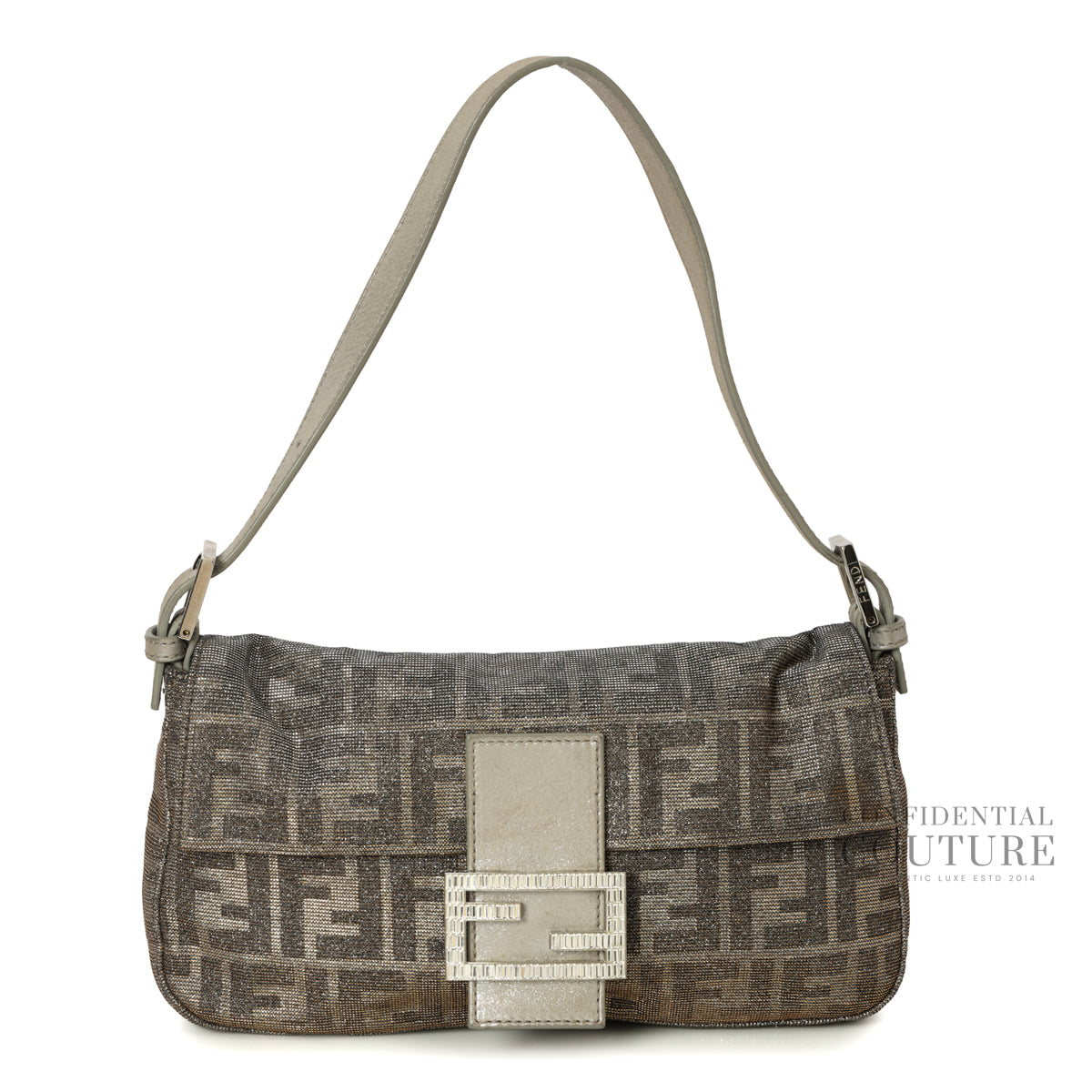 Silver/Gold Metallic Canvas Zucca Baguette
