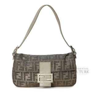 Silver/Gold Metallic Canvas Zucca Baguette