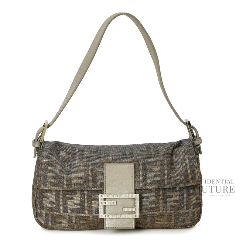 Silver/Gold Metallic Canvas Zucca Baguette