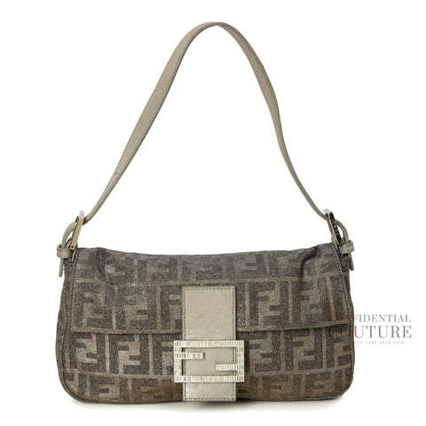 Silver/Gold Metallic Canvas Zucca Baguette