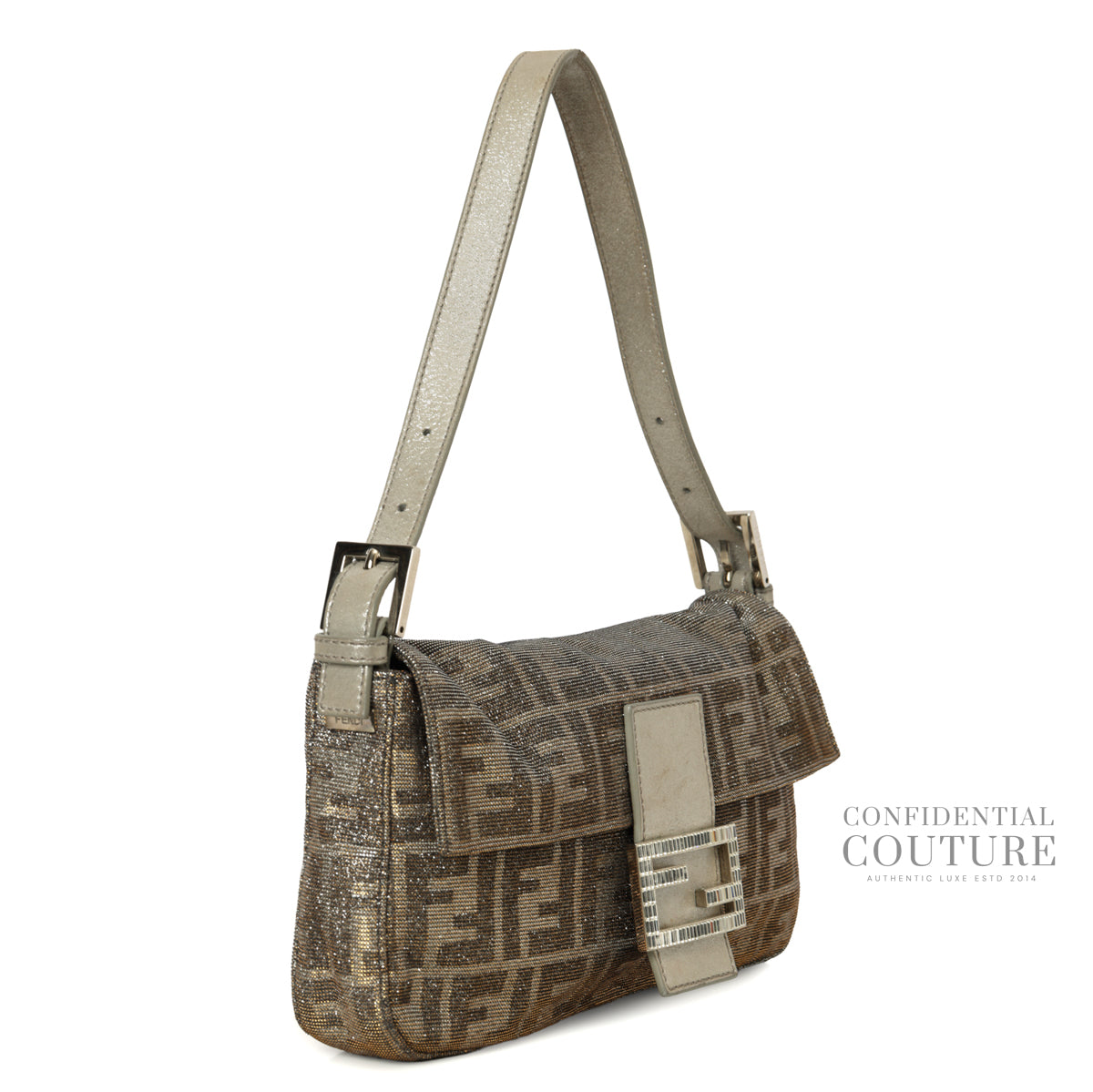 Silver/Gold Metallic Canvas Zucca Baguette