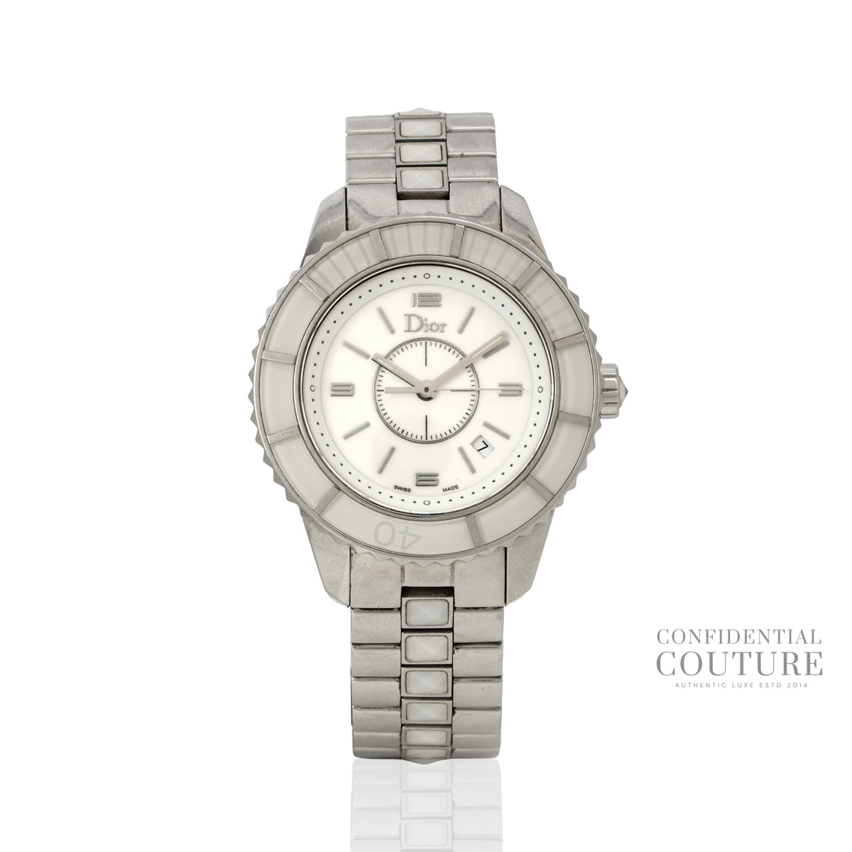 White Stainless Steel Christal CD113111 Women's Wristwatch | 33 MM