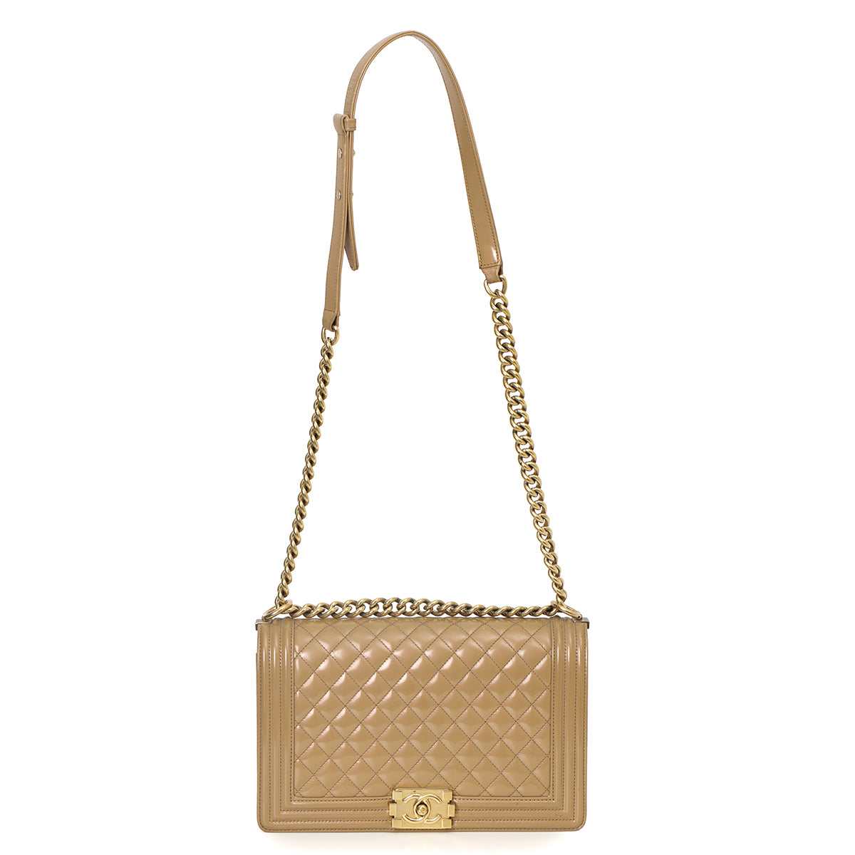 Nude Patent Leather New Medium Boy Bag