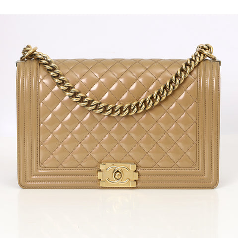 Nude Patent Leather New Medium Boy Bag