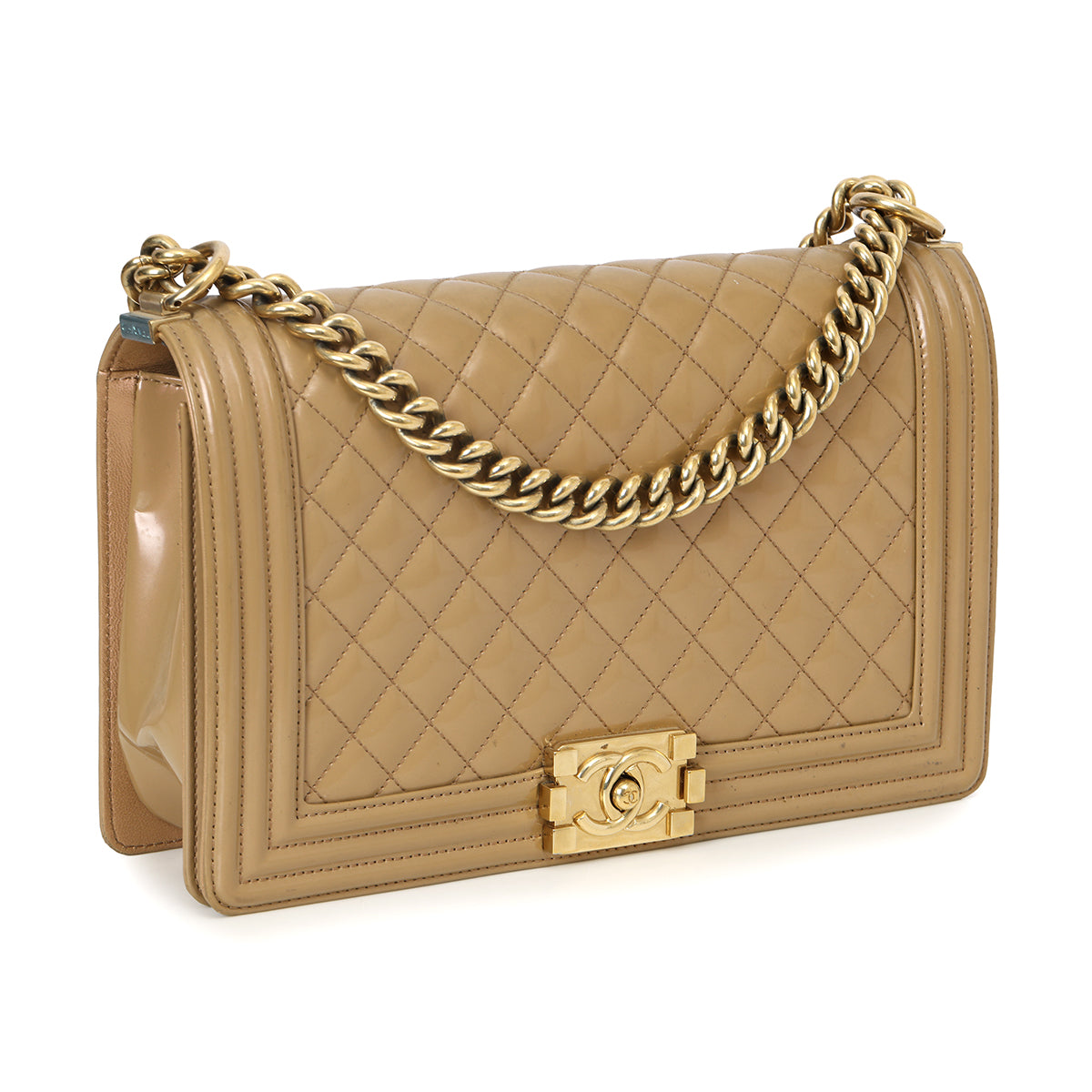 Nude Patent Leather New Medium Boy Bag