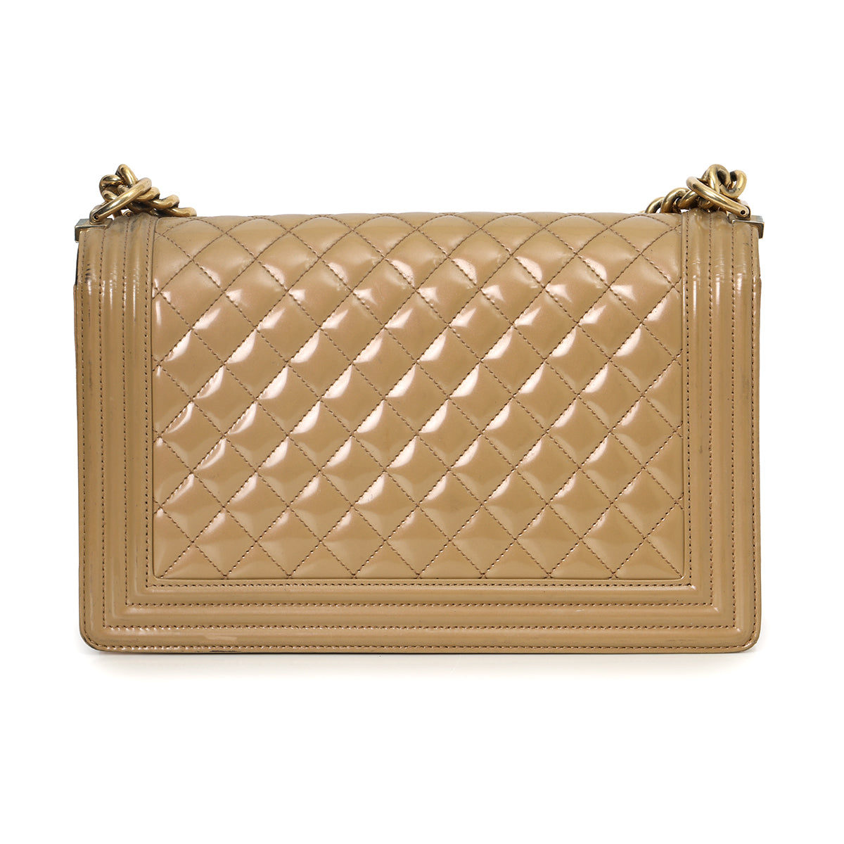 Nude Patent Leather New Medium Boy Bag