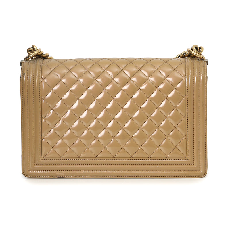 Nude Patent Leather New Medium Boy Bag