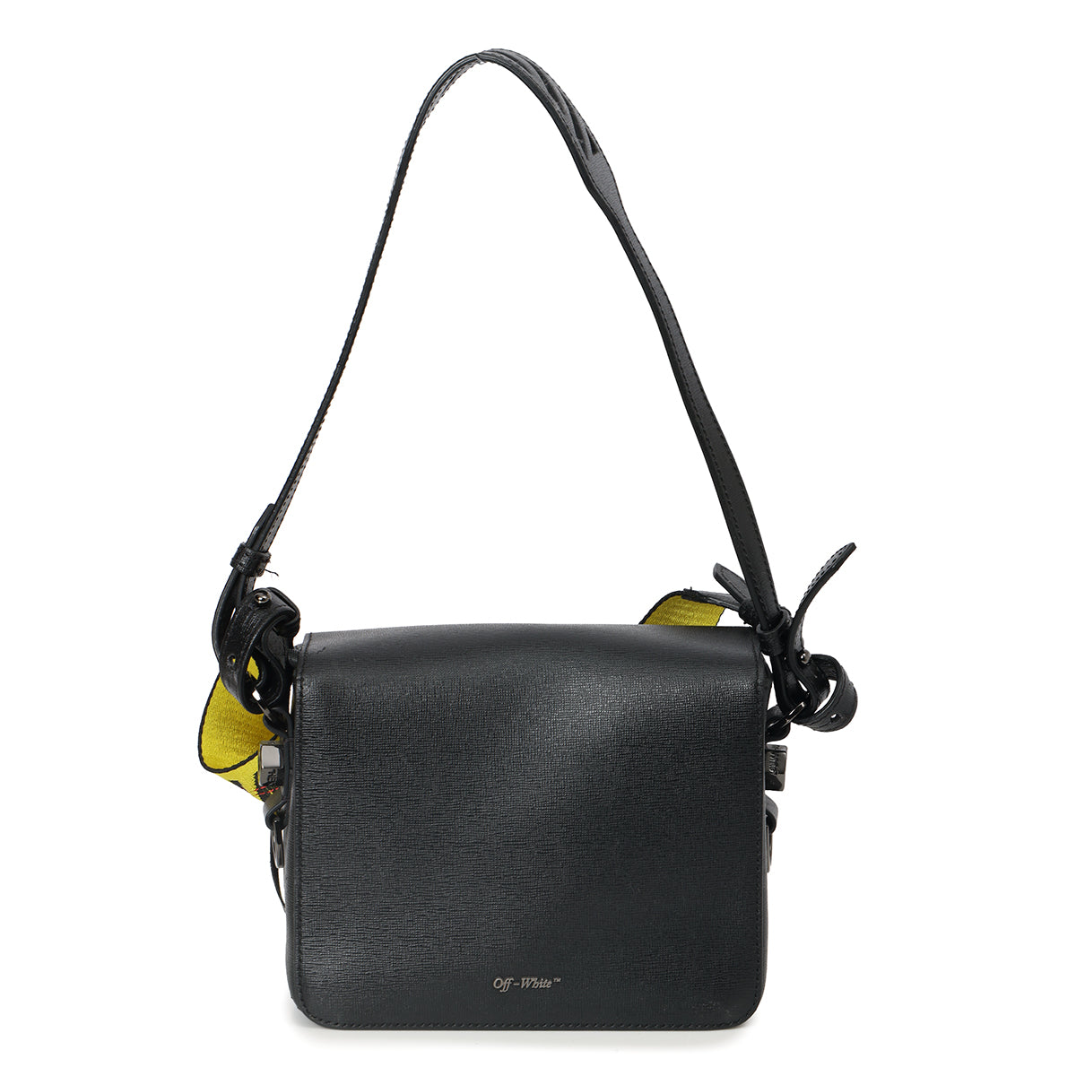 Black & White Leather Diagonal Binder Clip Crossbody Bag