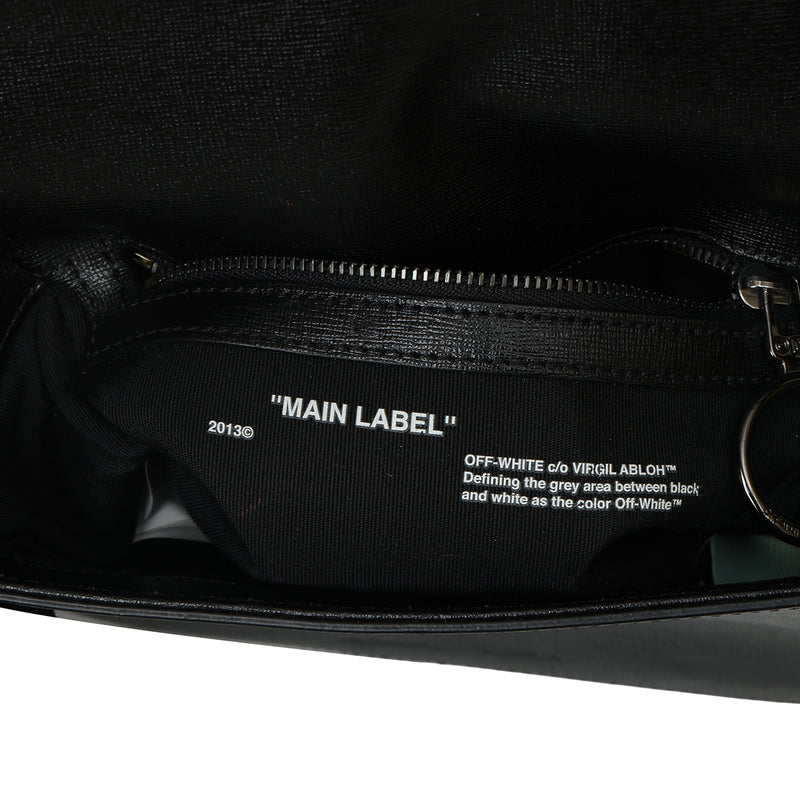 Black & White Leather Diagonal Binder Clip Crossbody Bag