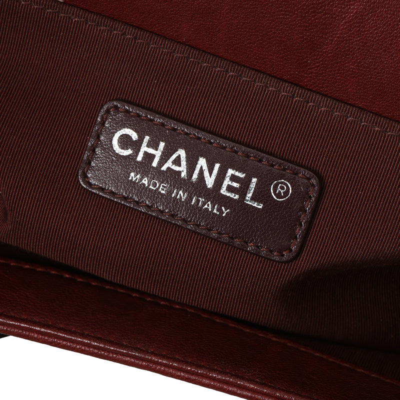 Maroon Medium Studded Distressed Leather Boy Bag