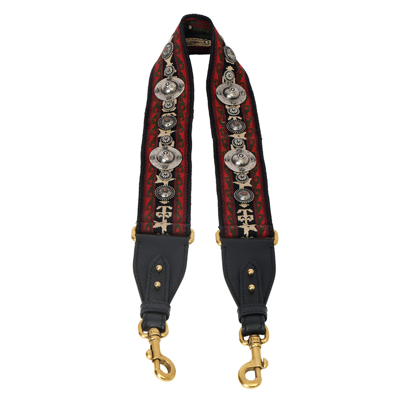 Pre-loved Christian Dior Multicolor Embroidered Canvas and Leather Embellished Shoulder Bag Strap