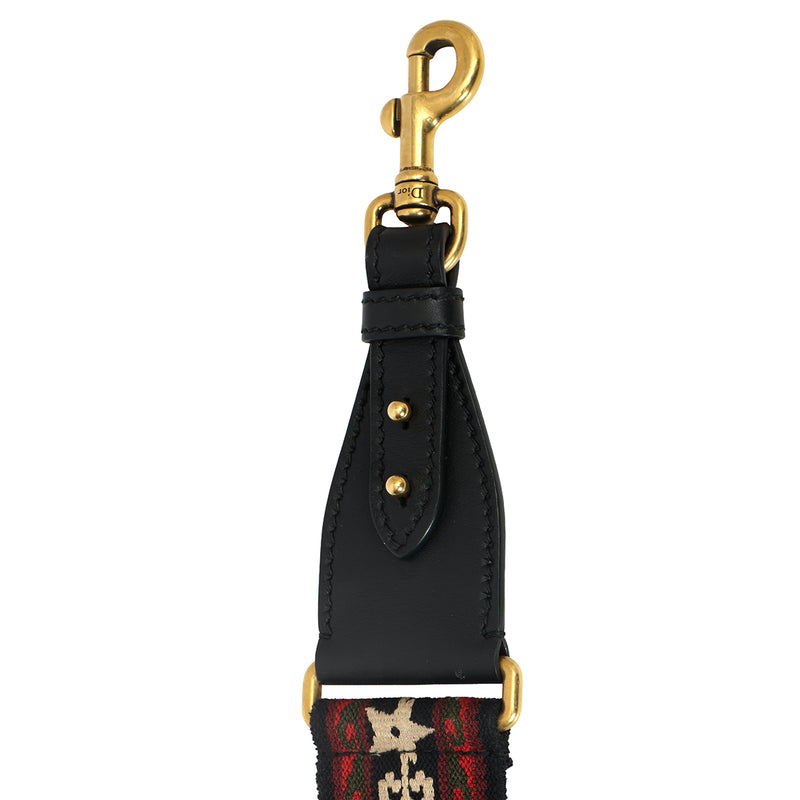 Women pre loved Christian Dior Multicolor Embroidered Canvas and Leather Embellished Shoulder Bag Strap
